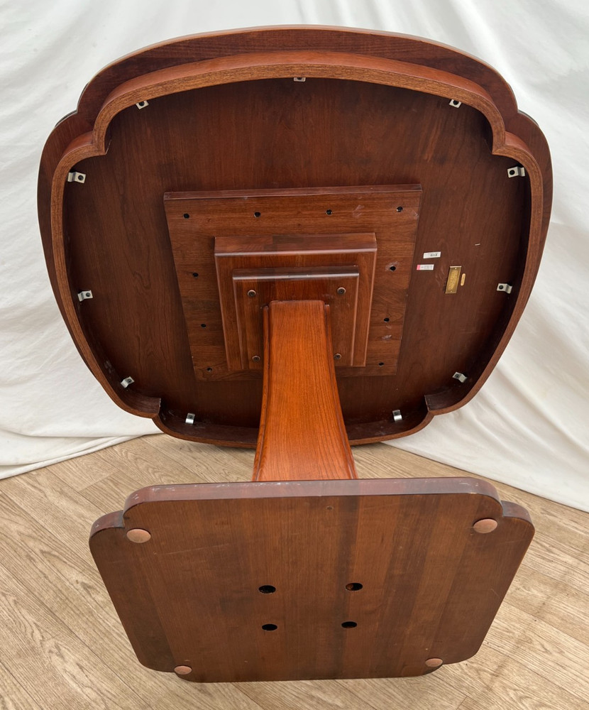 Vintage Stickley Pedestal Table Solid Cherry Clover pattern Kitchen Game Room
