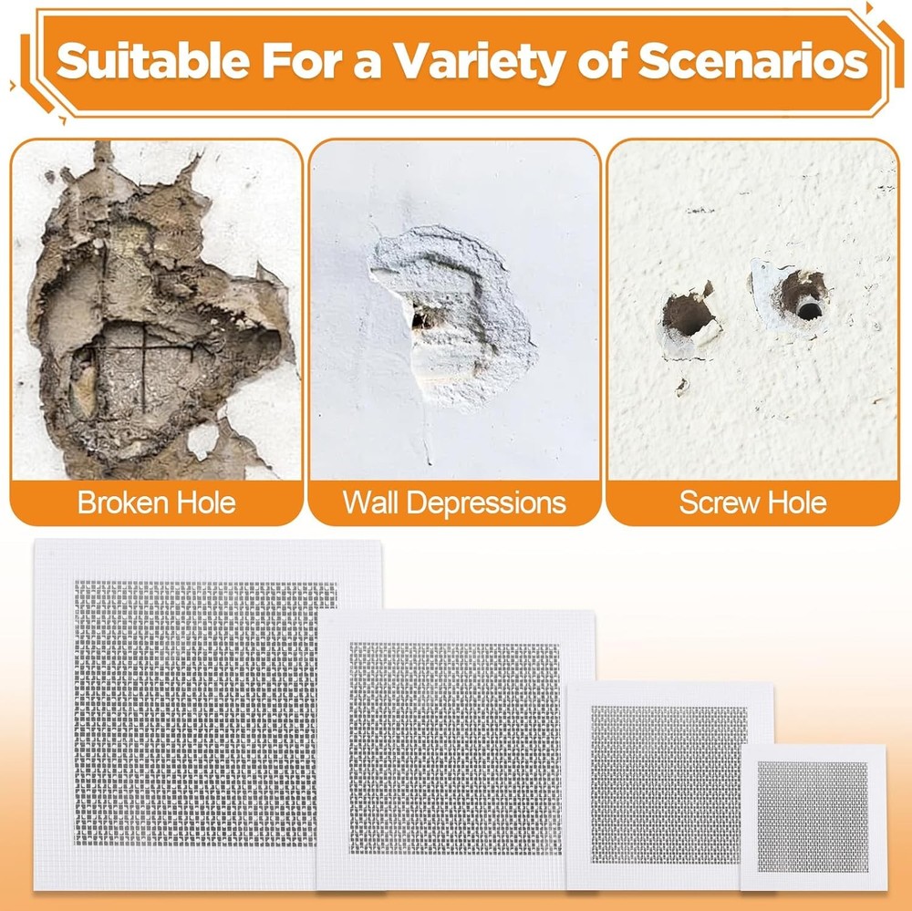 11 Pack Drywall Patch, 4/6/8 Inch Wall Patch with Extended Self Adhesive Mesh