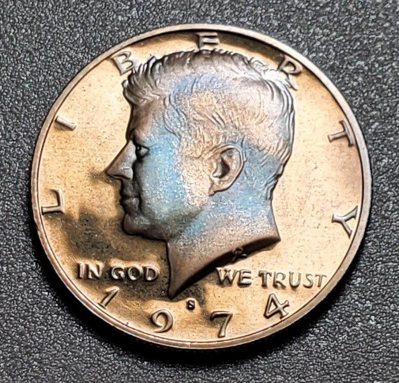TONED 1974 S KENNEDY HALF DOLLAR PROOF UNC #P500