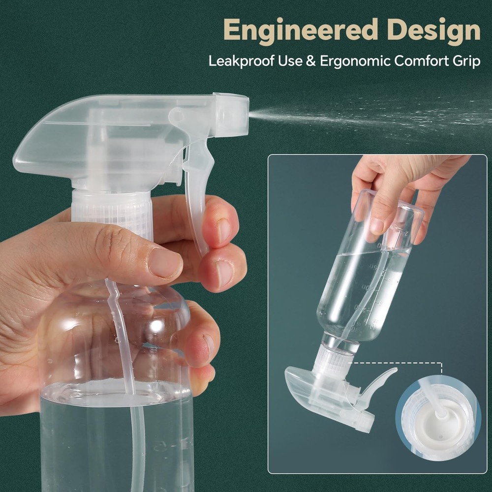 TTTred Plastic Spray Bottles (2 Pack 10 oz), Leakproof 2 PACK GREEN