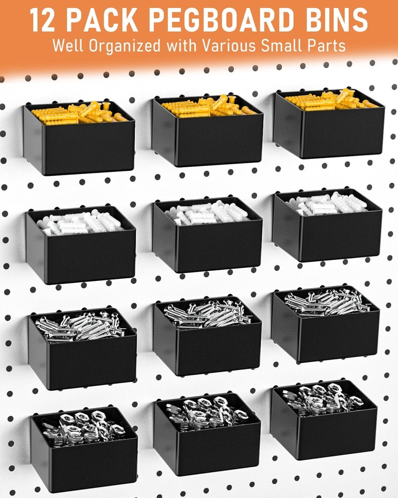 278PCS Pegboard Accessories Organizer Kit, Peg Board Hooks Assortment with Bins