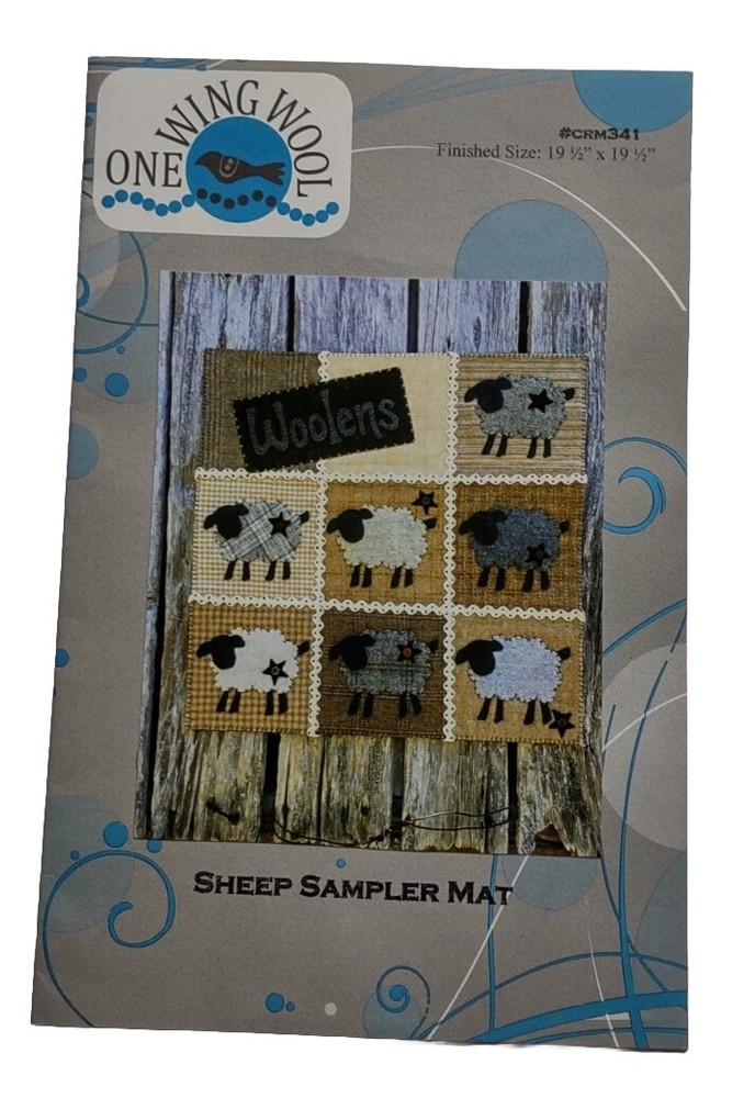 Sheep Sampler Mat Pattern CRM341 by One Wing Wool 19 1/2" X 19 1/2"