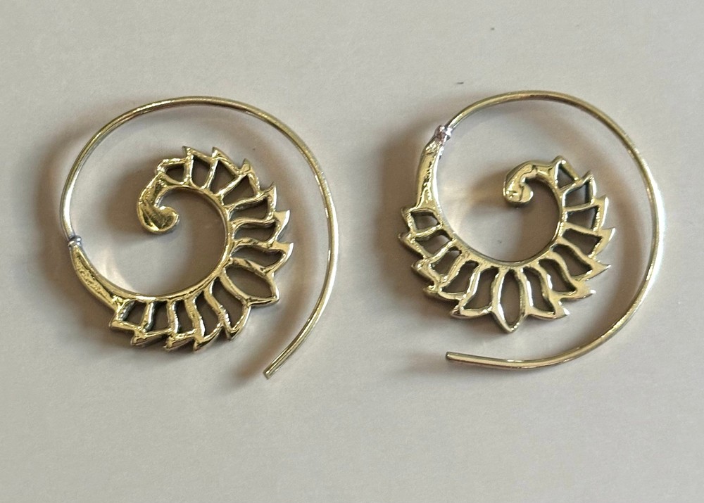 Brass Hollow Spiral Hoop Earring