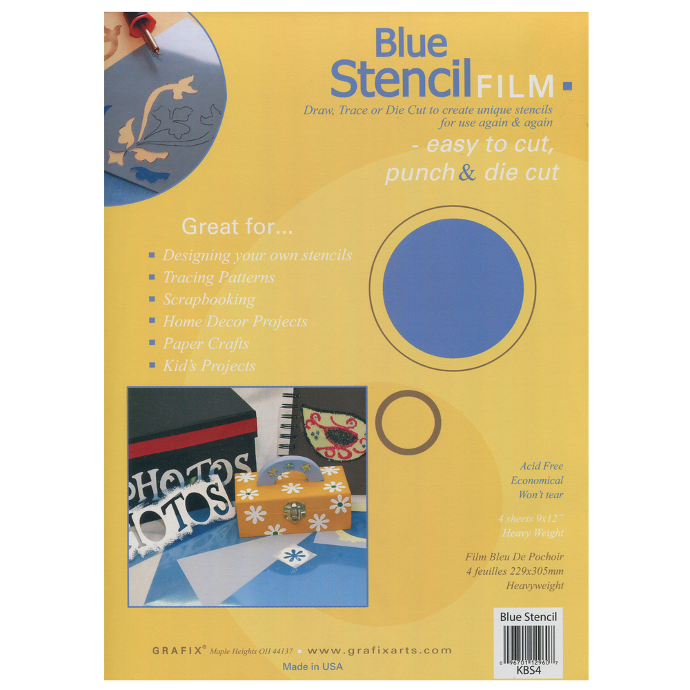 Grafix Stencil Film .007 Trans 9X12 Pkg 4