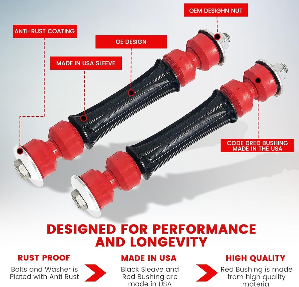 4PC Front Sway Bar Stabilizer Link Kit + CODE RED EXTREME Bushing Kit FITS Escal