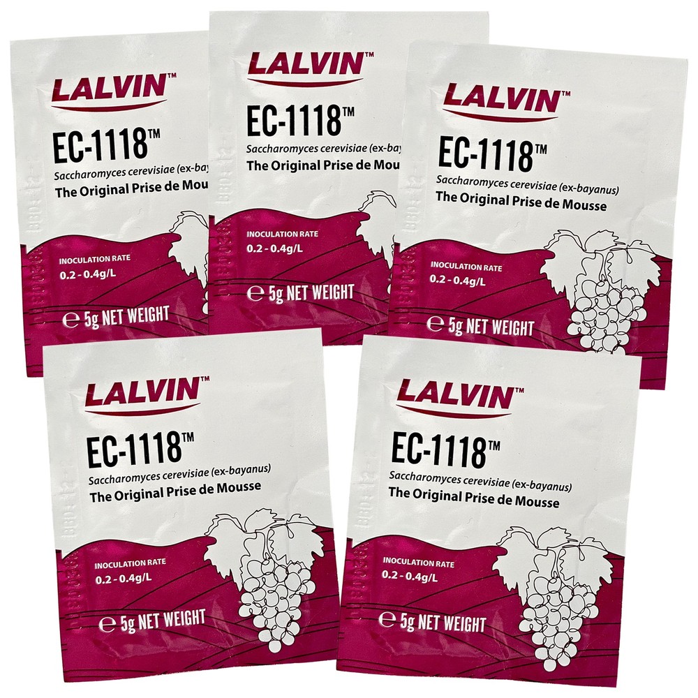 EC-1118 Saccharomyces bayanus 5 packs (5 g. Pouchs) Lalvin