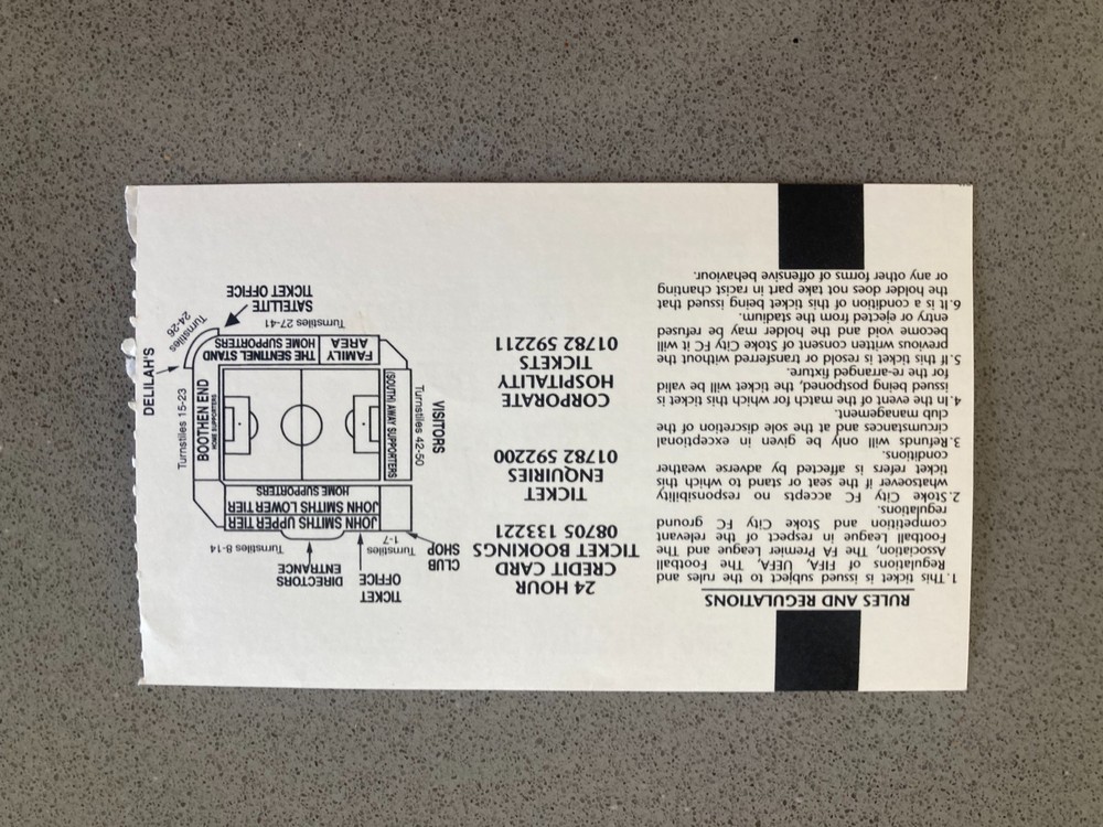 Stoke City v Burnley 2003-04 Match Ticket
