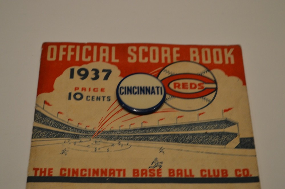 1937 CINCINNATI REDS CROSLEY SCORE BOOK PROGRAM WITH PIN!!! MUST SEE!!!