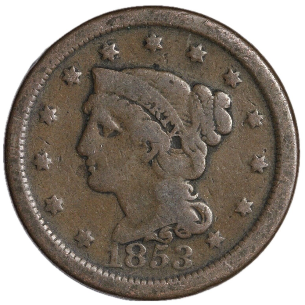 1853 LARGE CENT PENNY G/VG
