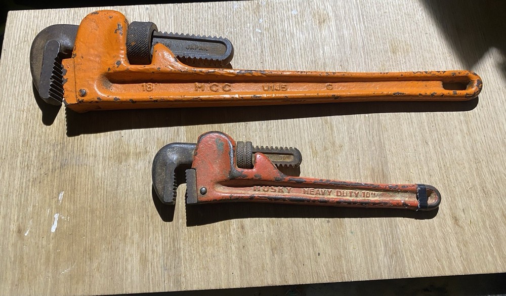 Vintage MCC/Husky Pipe Wrench Pair