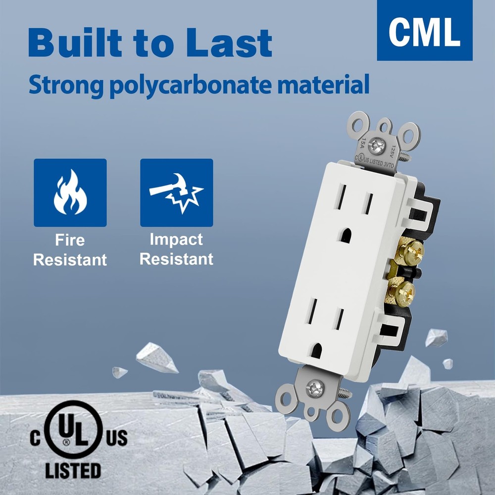 CML 15 Amp Decorator Wall Receptacle Outlet, 100 Pack Standard Electrical