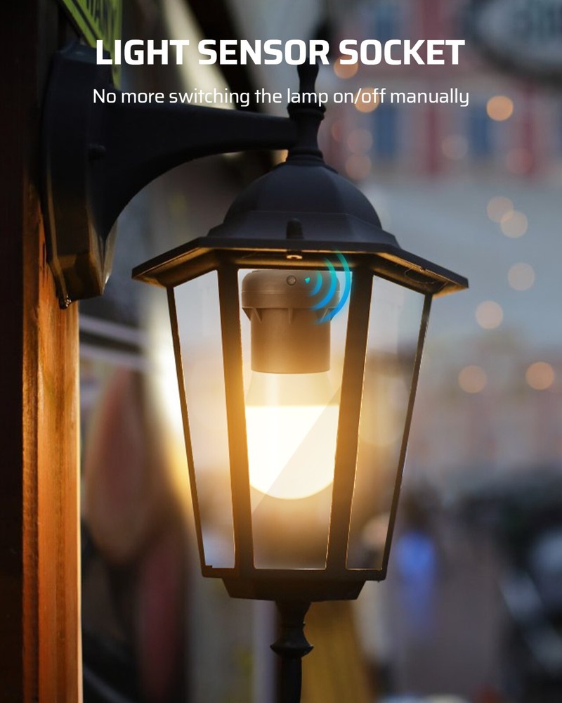 DEWENWILS 2 Pack Automatic Dusk to Dawn Light Bulb Sockets, Light Sensor Socket