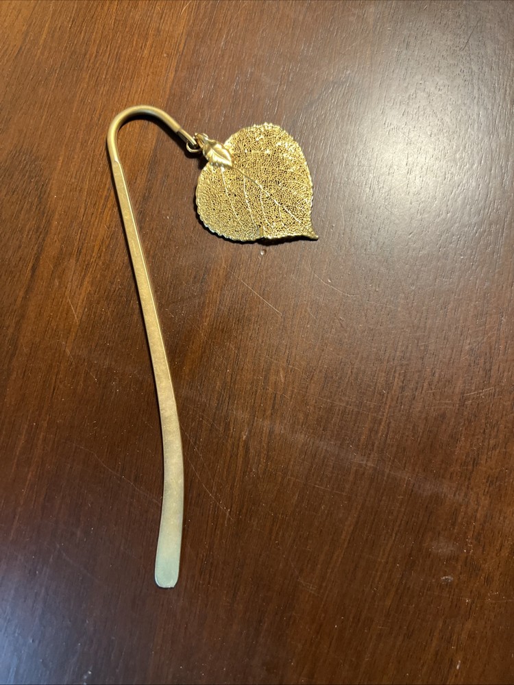 Gold Tone Leaf Bookmark, 6”