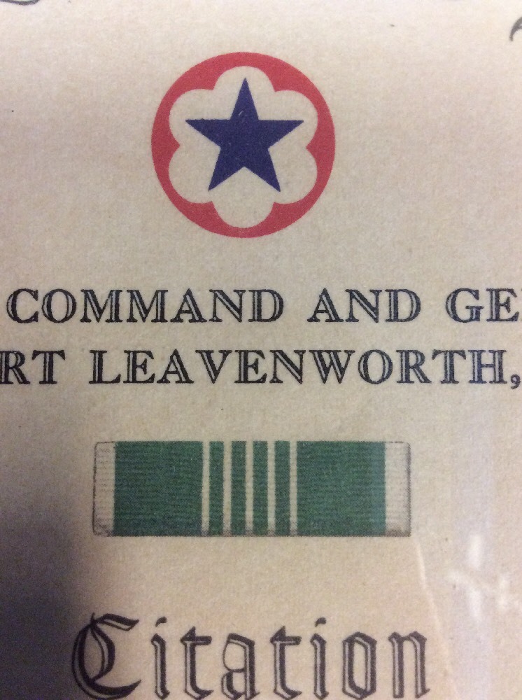 1945 US Army Citation Oak Leaf Cluster Commendation Ribbon Historical Document