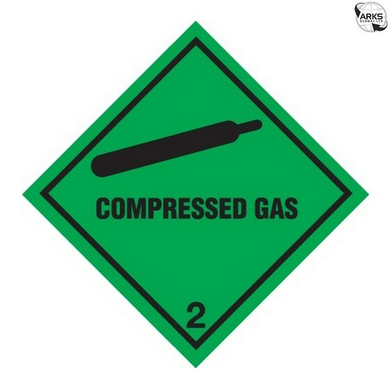 SIGNS & LABELS Class 2 Compressed Gas Warning Diamond - Self Adhesive Vinyl - 10