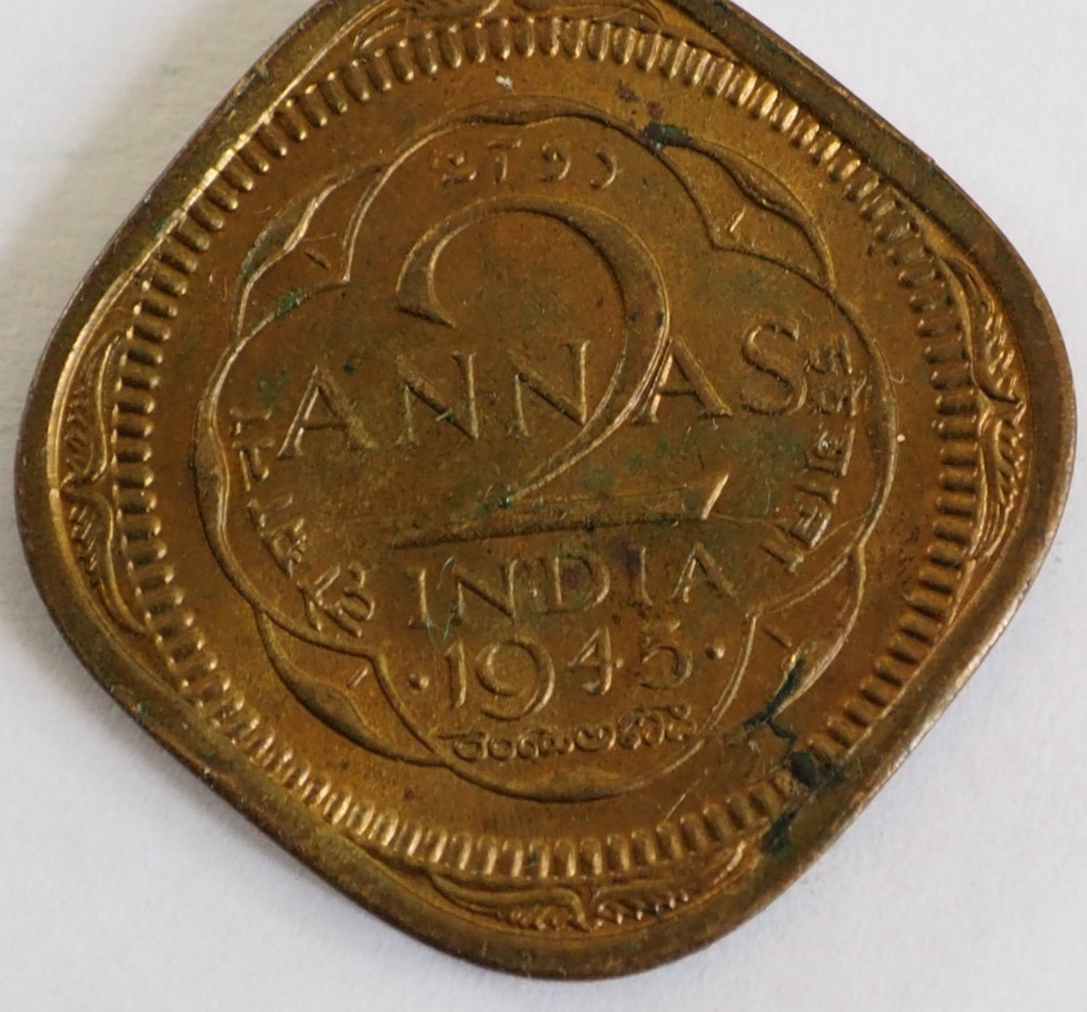 1945 2 Annas India Coin
