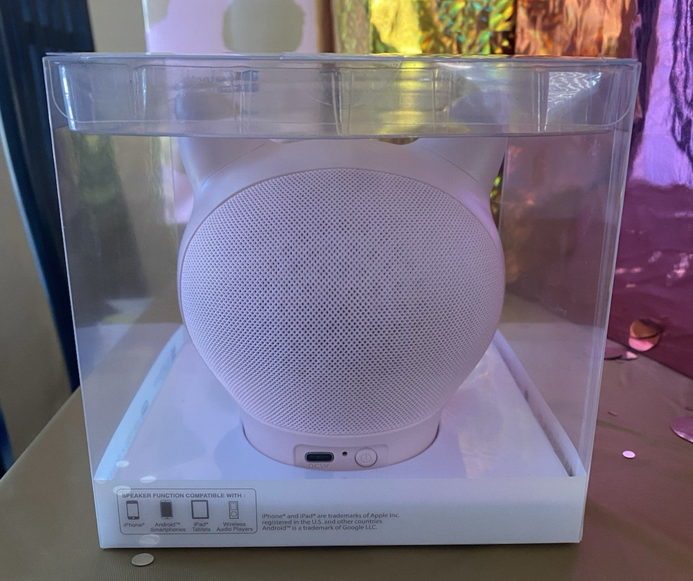 Petco Pink Cool Cat Head Wireless Bluetooth Speaker ~ USB-C Charge Cable ~ LED