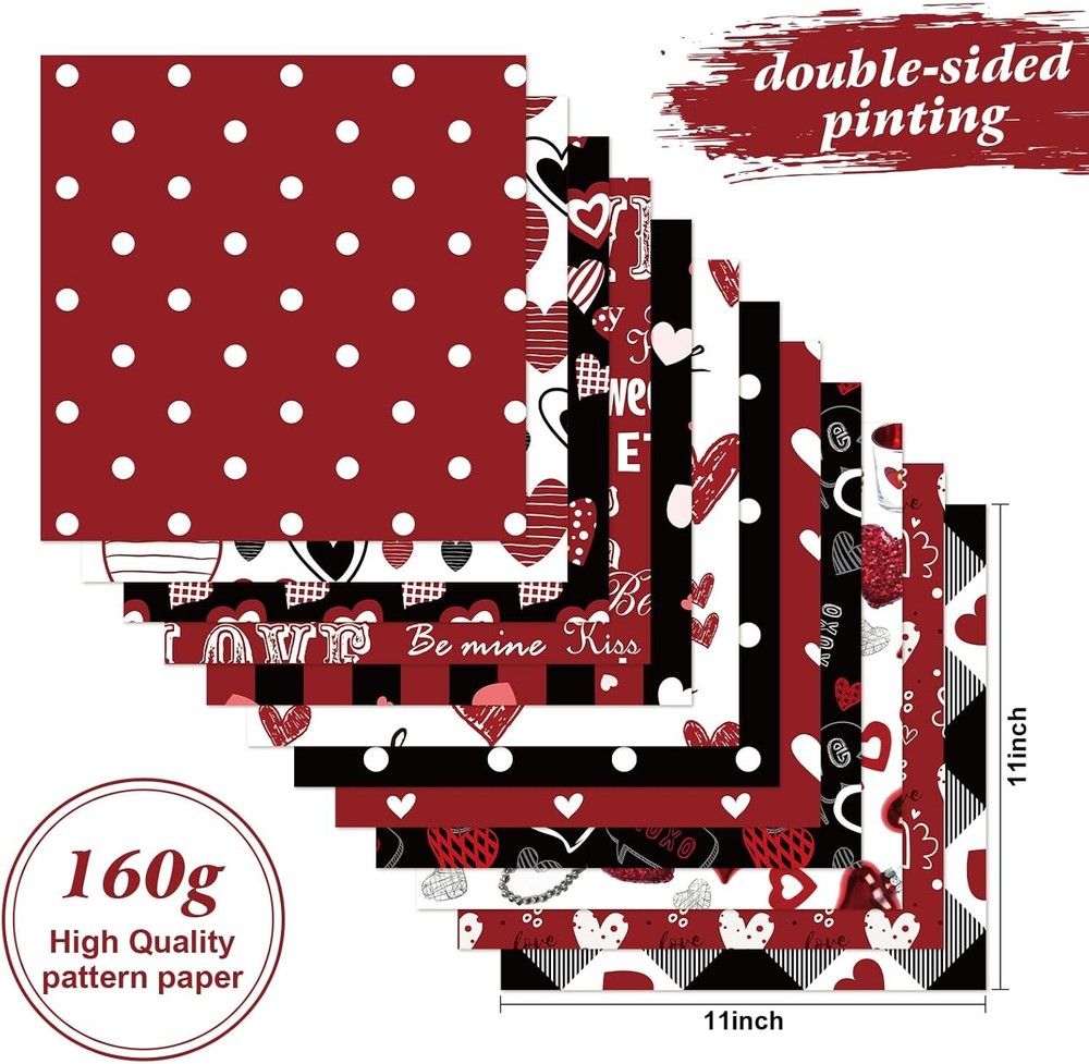 Valentines Pattern Paper Double Sided Decorative Craft Paper (12 Design,24 Sheet