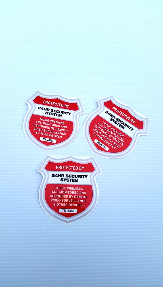 6 Pack - 24HR SECURITY SYSTEM cctv surveillance sticker label decal camera alarm