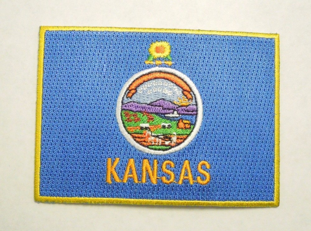 Kansas State Flag Crest Embroidered Iron On Patch
