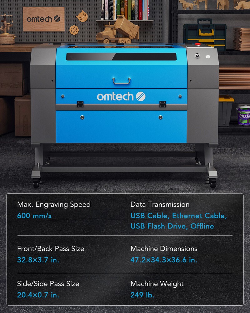 OMTech 60W 20x28in Autofocus CO2 Laser Engraver w/ Basic Choice Accessories Pack