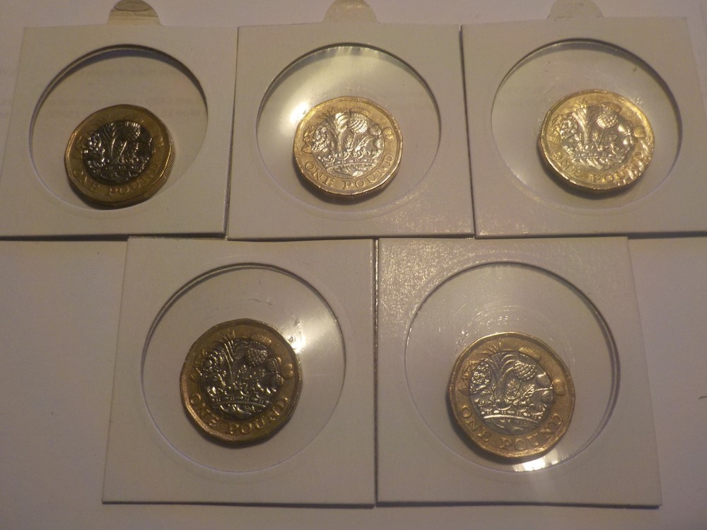 5 X 2016 ONE POUND LEFTIES FROM CIRCULATION L@@@@K