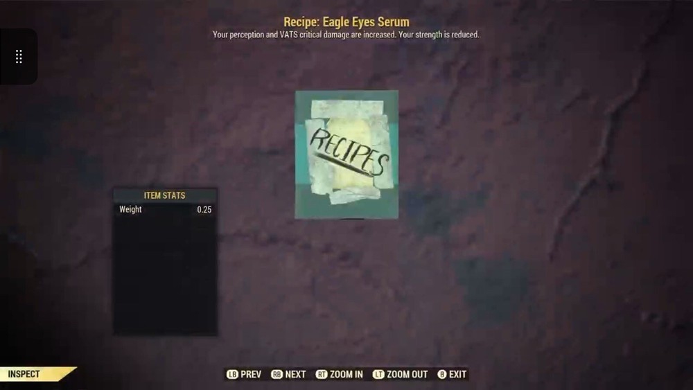 (Xbox) Eagle Eyes Serum Recipe