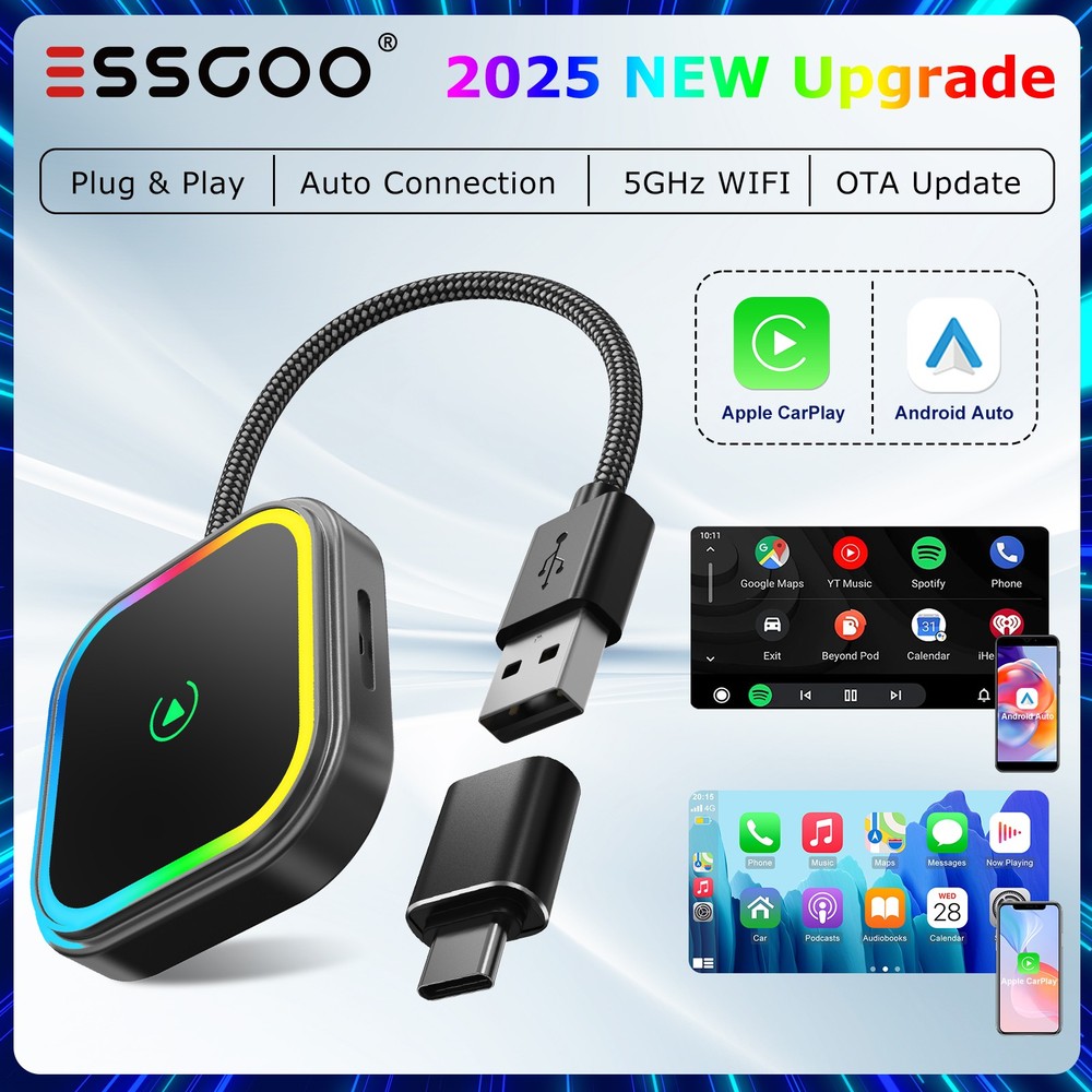 USB Auto Wireless CarPlay Adapter For Apple Android Wireless Dongle Plug ＆ Play