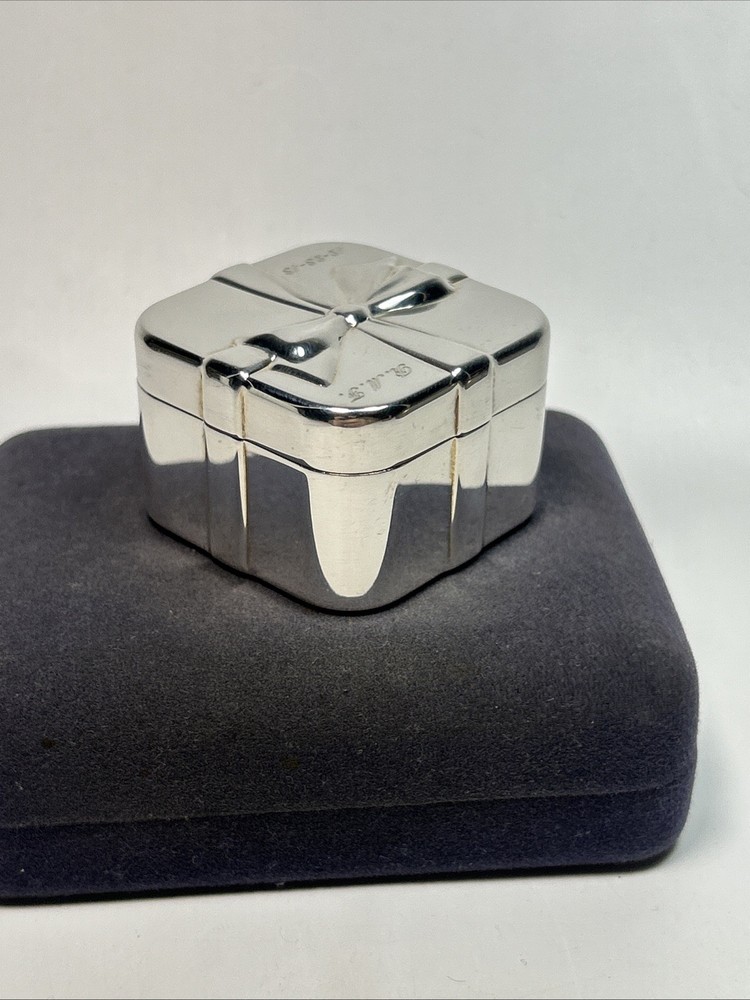 Tiffany & Co Spain Sterling Silver Present Gift Box Wrap Trinket Box Engraved