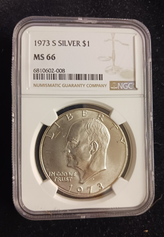 1973(S) Silver $1 NGC MS 66 Ike Dollar Coin