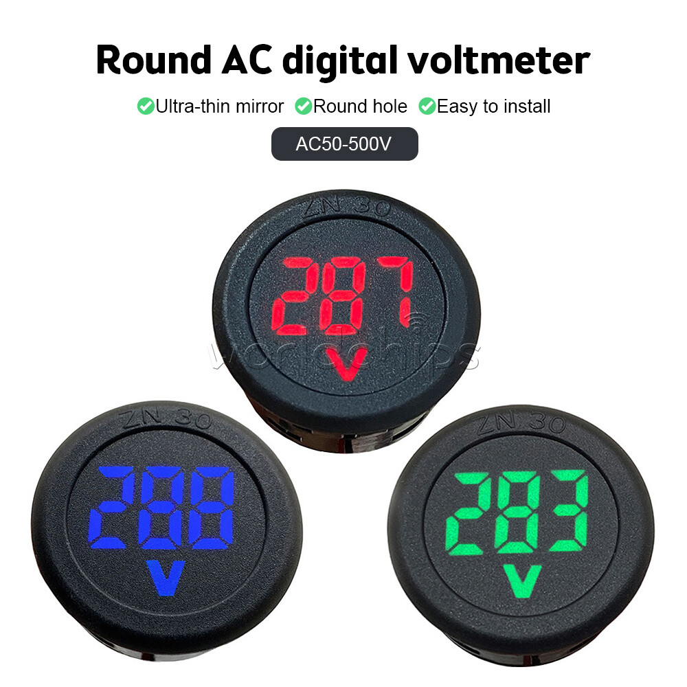 AC 50-500V Voltmeter LED Display Digital Panel Meter Voltage Indicator Red Blue