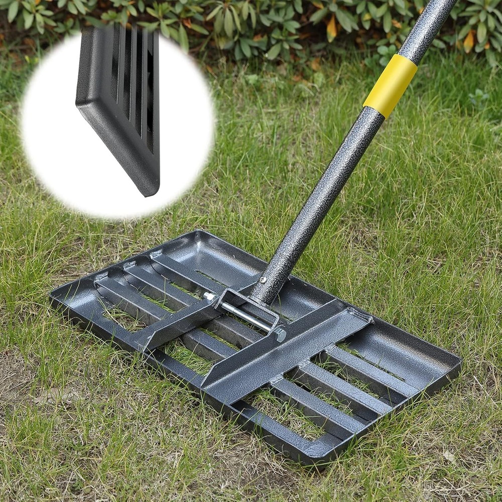 Effortless Lawn Leveling Rake - 5FT Adjustable Handle, 17"x10" Lightweight Tool