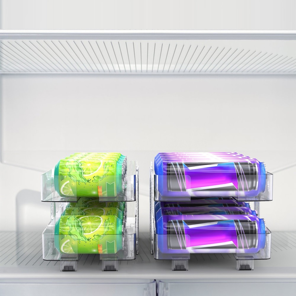 2 Pack Adjustable Soda Can Dispenser Storage Rack Refrigerator Fridge Organizer