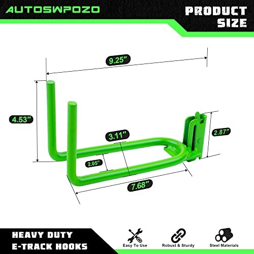 4-Pack E-Track Heavy Duty Shovel/Tool Hanger, E Track Hooks for Tools, 4 Pack