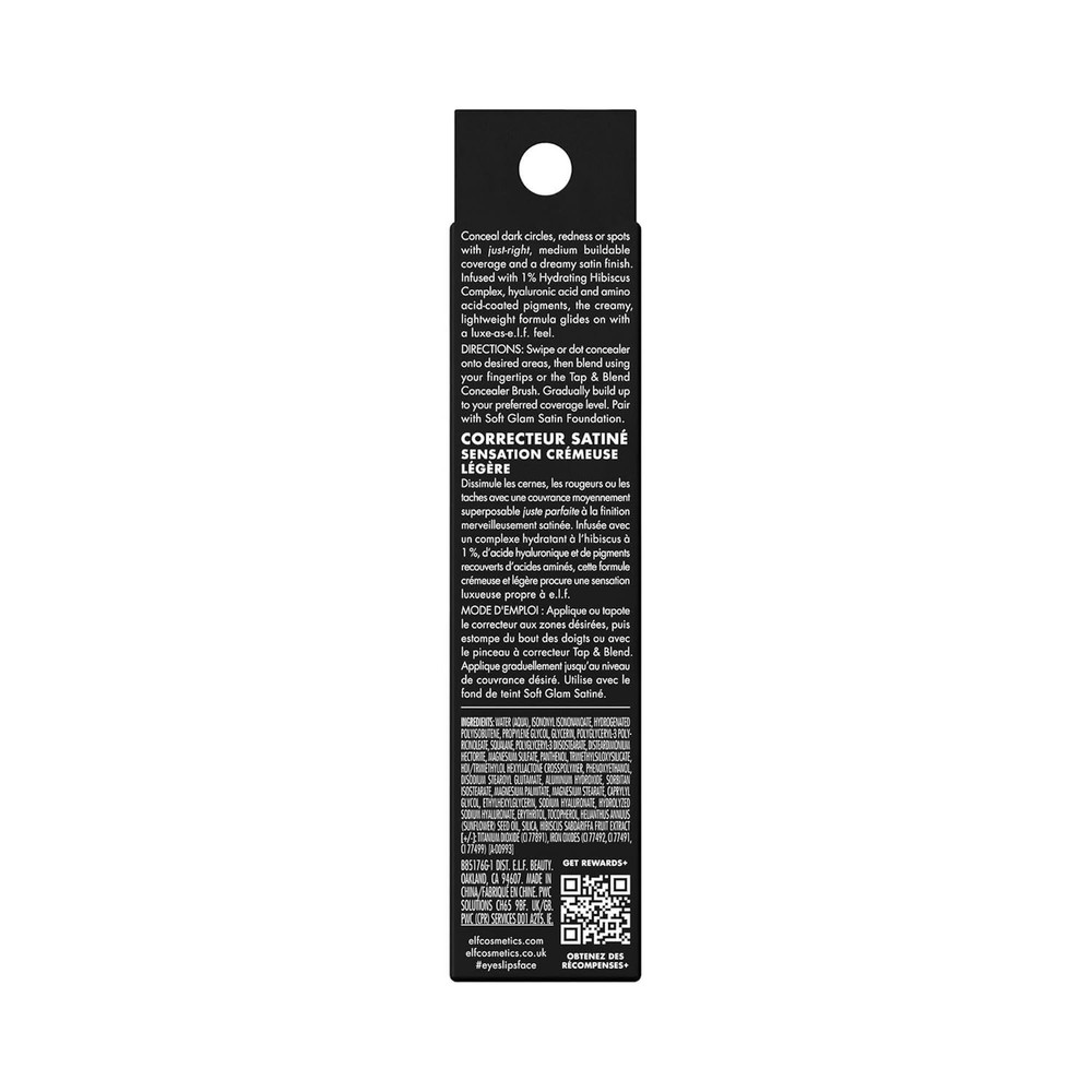 e.l.f. Soft Glam Satin Concealer, Medium Coverage For Blemishes & Under-Eye, Cre