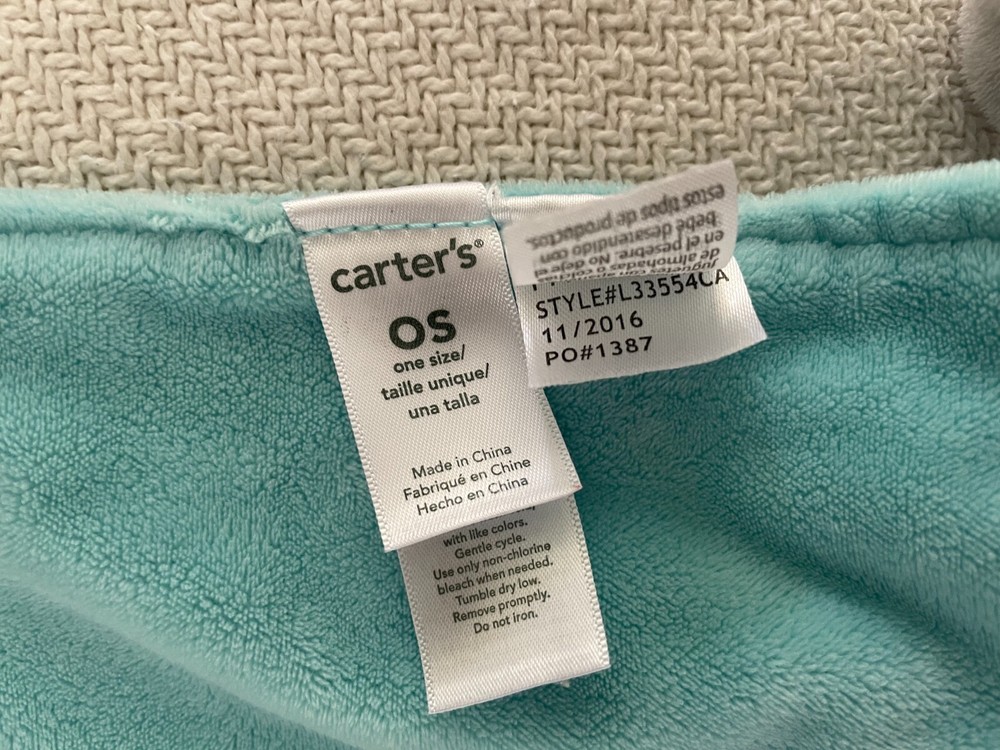 Carters Plush Elephant Lovey Security Blanket Rattle Blue Rectangle Knotted