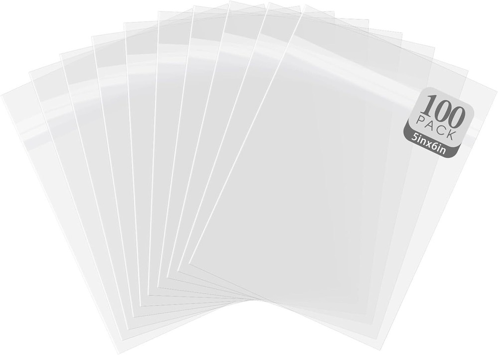 Durable 6x5 Self-Sealing Cellophane Bags - 100 Pack for Photos & Documents
