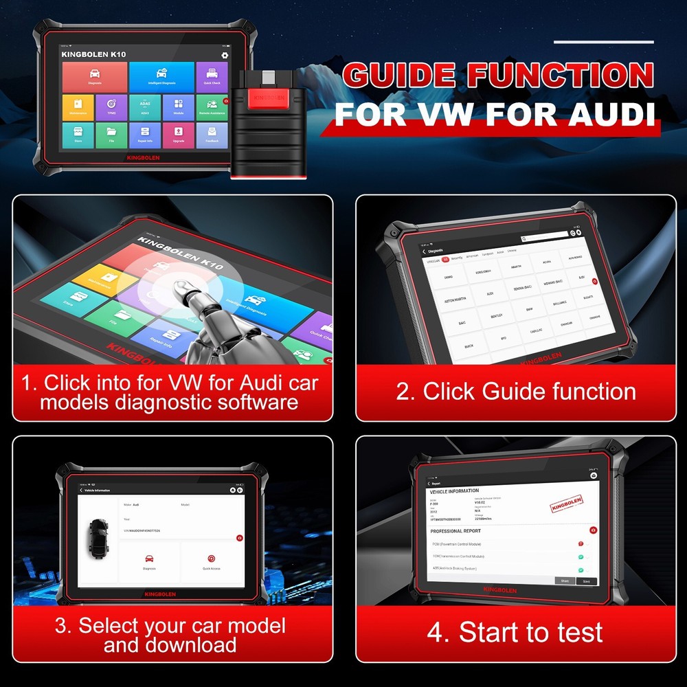 KINGBOLEN K10 10" OBD2 Scanner All System Bidirection Diagnostic Tool ECU Coding