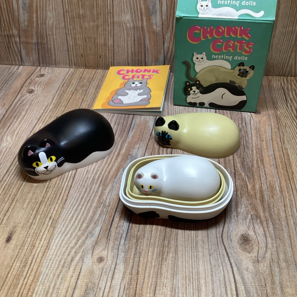Chonk Cats 3 Pc Nesting Dolls With Mini Book