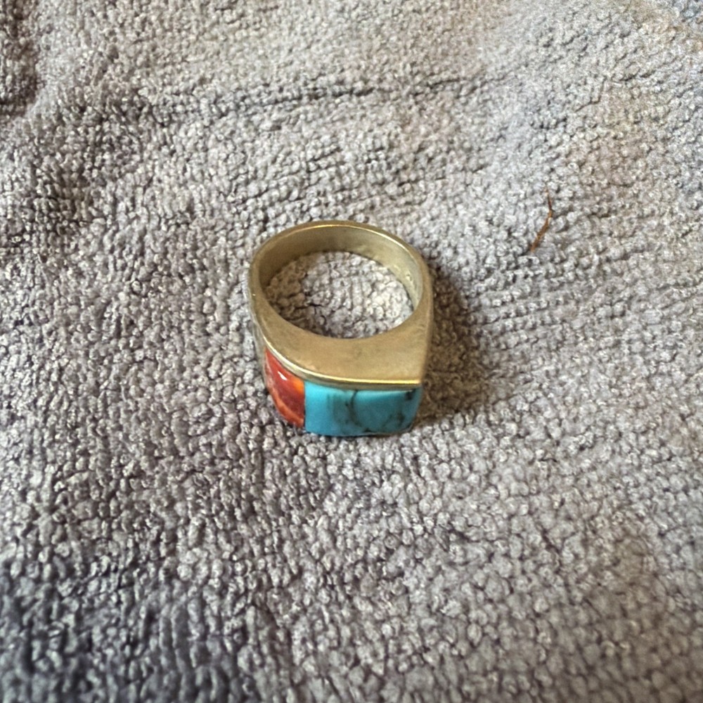 Native American Ring - Sterling Silver & Stone (9.75)