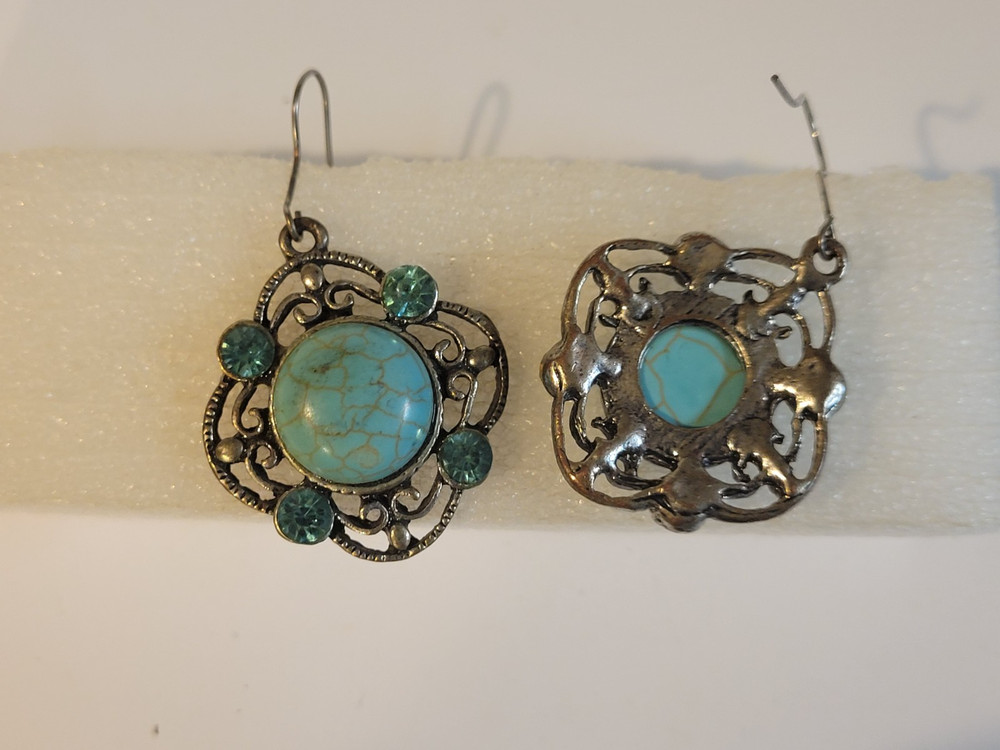 Vintage BOHO Pressed Turquoise Earrings