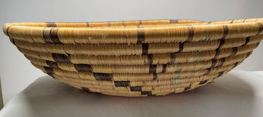 12" Handwoven Coiled Basket Unknown Origin