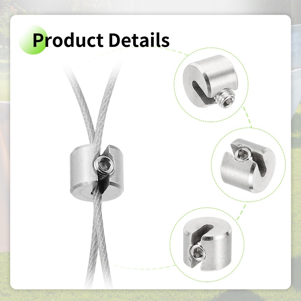 2 Pcs Wire Rope Fixing Clips, 2mm Single Hole Lock Cable Clamp Clip, Silver