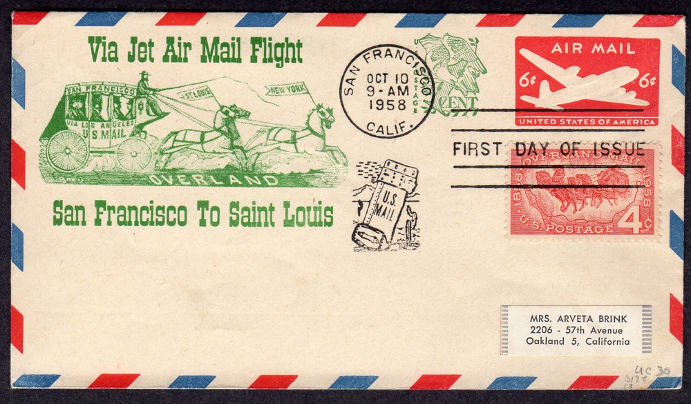 1958 Overland Mail 100th (Scott 1120) - Bordered Unknown-Maker COMBO FDC TA839