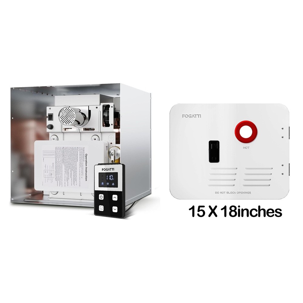 FOGATTI RV Tankless Water Heater Propane 55,000 BTU w/15"x15" White Door