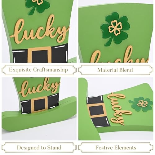 St Patrick's Day Decorations for Table, Wooden St Patrick's Day Hat Medium