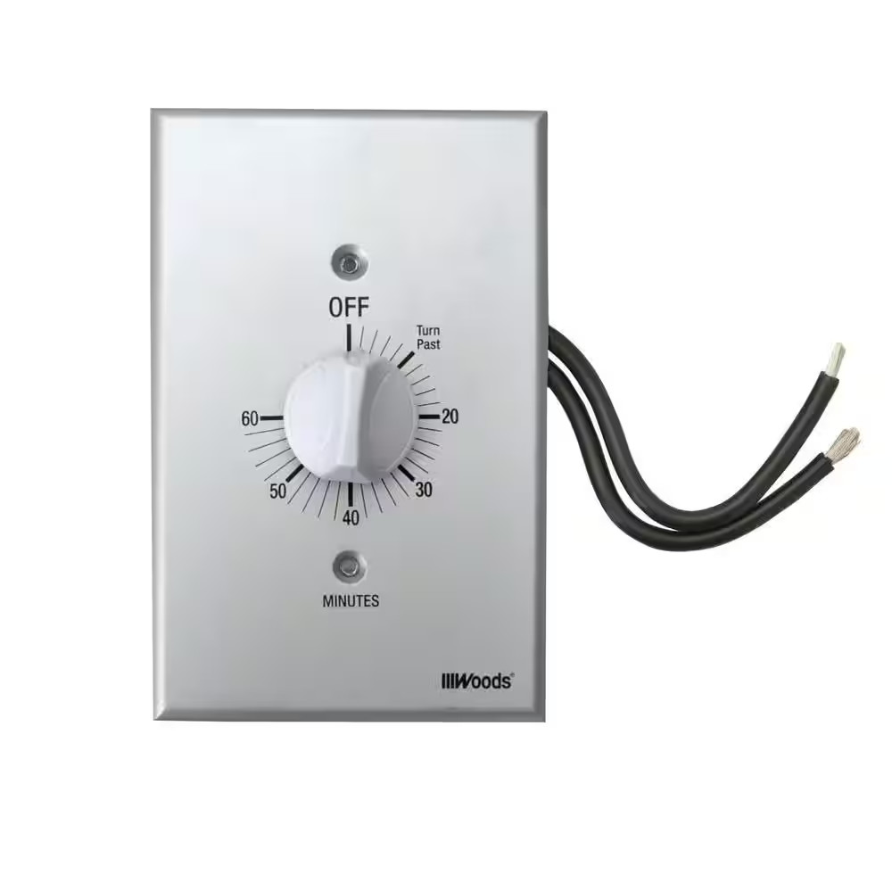 20-Amp 60-Minute In-Wall Spring Wound Countdown Timer Switch, Gray