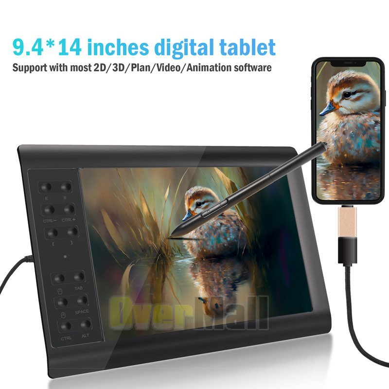 Digital Graphic Drawing Tablet with Screen Pen Display 12 Shortkey for Android