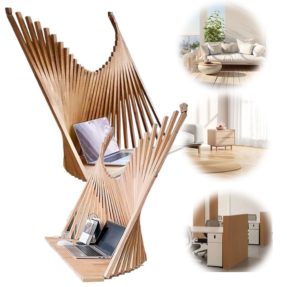 Folding Desk Wall Mounted Computer Desk Table Solid Wood Home office Decor US