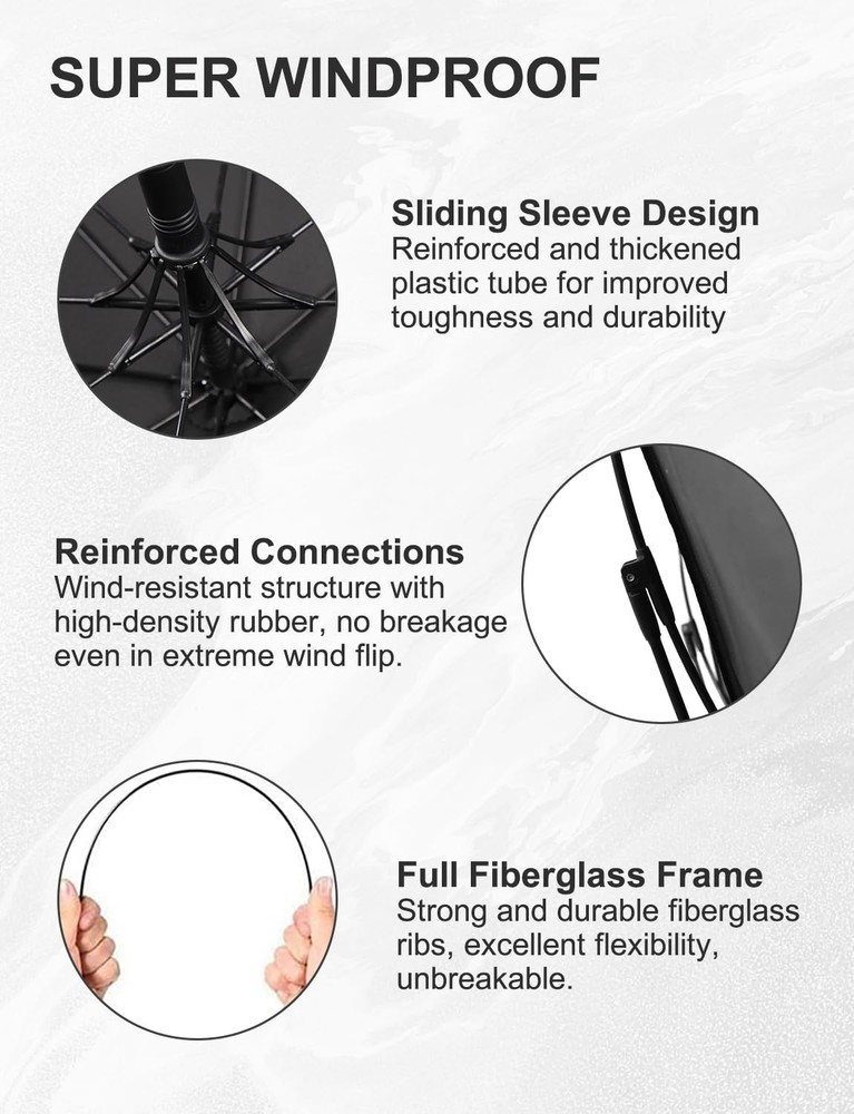 Large Stick Umbrella Windproof Automatic Open 50 Inch Umbrella with Hook Hand...